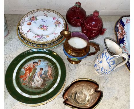 A Royal Crown Derby plate; two Royal Worcester plates; other similar plates and china. 