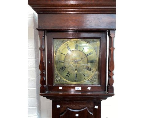 A mid 18th Century Longcase clock by Arch Laurie, the 30 hour movement with 12" brass dial, in oak case, the hood with flat c