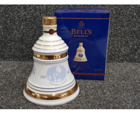 Bells extra special old scotch whisky decanter, celebrating great Scottish inventors - Alexander Graham Bell - Christmas 2001