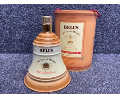 Extra special Bells old scotch whisky porcelain 1 litre decanter by Wade, still sealed &amp; with original tube of issue