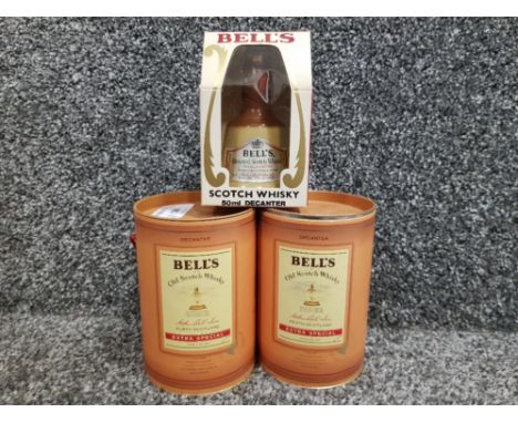 3 bottles of vintage 5cl Bells old scotch whisky, still sealed In original boxes
