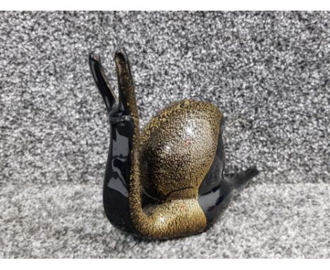Vintage Murano black and gold snail
