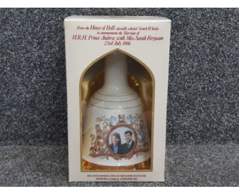 75cl Bells scotch whisky decanter, still sealed, from the house of Bells specially selected to commemorate the marriage of H.
