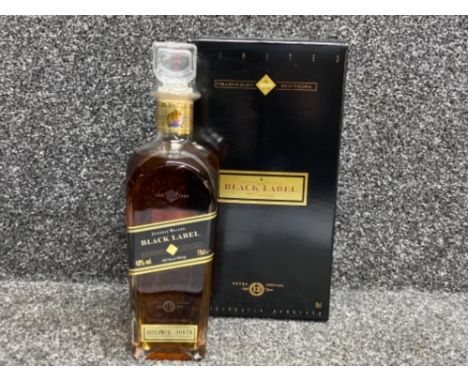 Bottle of Johnnie Walker black label old scotch whisky, 70cl still sealed, Millennium 2000 edition, with original box