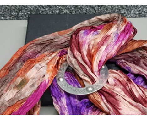 Ladycrow silk scarf with pewter ring in original box