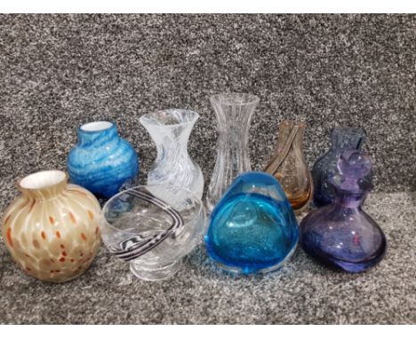 9 pieces of Miscellaneous glass to include caithness vases perfume bottle etc