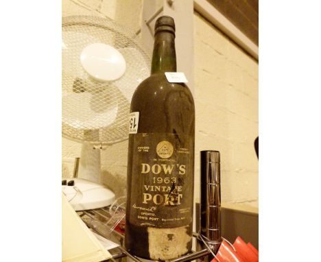 Bottle of Dows 1963 Vintage Port sealed with contents 