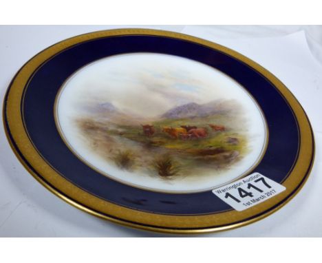 Royal Worcester large Highland Cattle plate signed Stinton D: 23 cm 