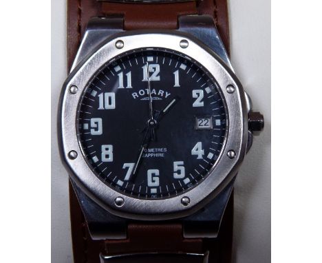 Gents Rotary watch with black dial in original box 