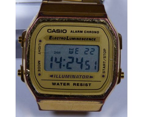 Retrp yellow metal Casio digital wristwatch