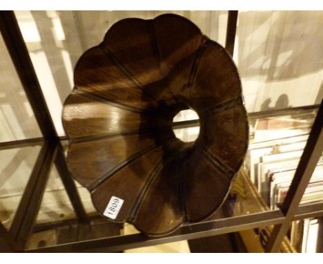 Vintage oak and steel gramophone horn 