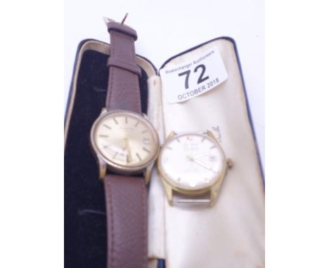 2 x Gents vintage watches, both appear to be working 1 by Roma, model Datomatc Executive, the other by Jaquet Cobur, on leath