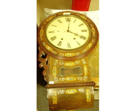 1930's 8 day mantle clock, appears to be working, and a Edwardian period Mother of pearl inlaid drop dial clock for repair or