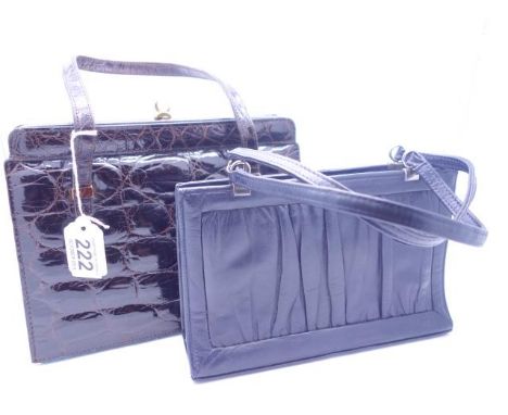 Jane Shilton leather hand bag and 1 other crocodile skin vintage handbag