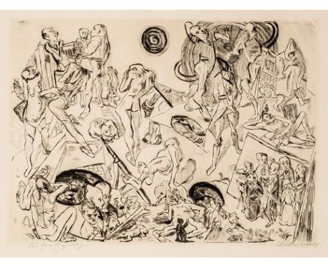 MAX BECKMANN (1884 Leipzig - 1950 New York City) AuferstehungKaltnadel auf festem Japanbütten. 1918.23,8 x 33,2 cm (34,6 x 53