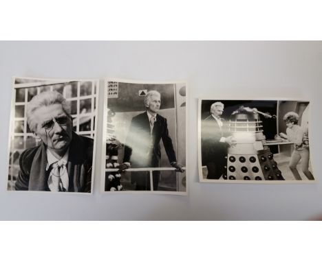 CINEMA, press photos, Dr Who &amp; The Daleks, each showing Peter Cushing as The Doctor, one with Jenny Linden, 6.5 x 8.5, ty