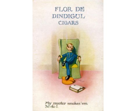 BEWLAY, advert postcard, My Master Smokes Them...t, The Flor De Din-Digul Cigar, rare Gibraltar overprint to back, unused, VG