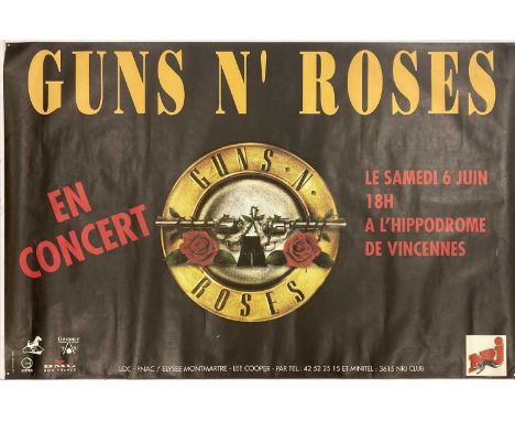 Three original posters to include: Guns N Roses French concert poster (approx 47 x 31", very small tear from right edge), Bon