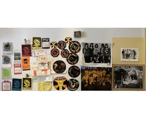 An excellent collection of ELO tour memorabilia to include: seven ticket stubs, twelve back stage passes, six stickers, three