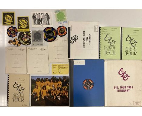 Collection of ELO memorabilia to include: nine assorted tour itineraries / diaries circa late 1970s, early 1980s, ticket stub