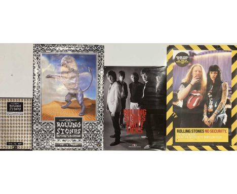 Six assorted Rolling Stones posters to imclude: Bridges to Babylon, No Security, a double-sided large format 'According to th