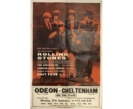 A fantastic and supremely rare original poster for two Rolling Stones performances at Cheltenham Odeon on Monday 27th Septemb