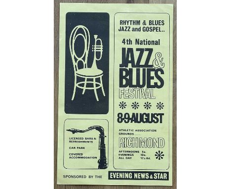 THE ROLLING STONES 1964 4TH NATIONAL JAZZ &amp; BLUES FESTIVAL HANDBILL. Original handbill from 1964 for the festival that fe