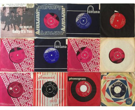 A smashing collection of around 43 7" singles. Artists/ titles include The Beatles inc Baby It's You (R6406), Love Me Do (45R