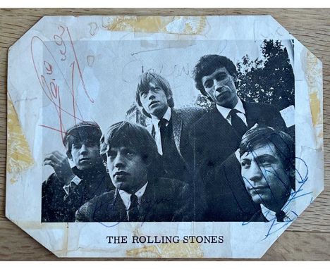 ROLLING STONES SIGNED PROMOTIONAL IMAGE. An image of The Rolling Stones signed by Keith Richards, Mick Jagger, Brian Jones, B