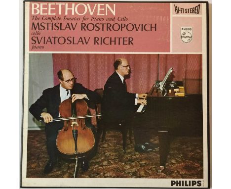 Stunning original (stereo) UK 2 x LP Philips box set featuring Mstislav Rostropovich and Sviatoslav Richter performing Beetho