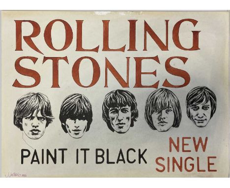 THE ROLLING STONES HAND PAINTED POSTER. A hand painted poster design by artist John Judkins. Measures approx 20 x 30". Signed