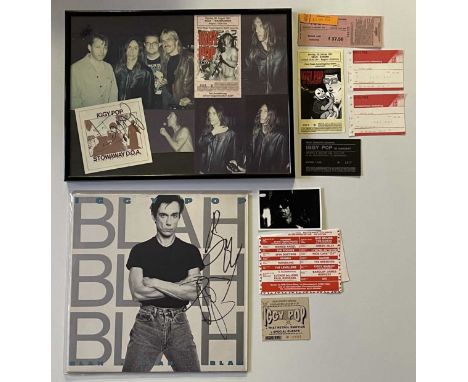 An excellent selection of signed items to include: Iggy Pop - Blah Blah Blah (LP395145-1) signed to front of sleeve in marker