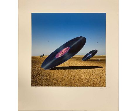 A hand-signed, numbered and titled limited edition print of a work by Storm Thorgerson. Titled 'Big Disks' and used for the S