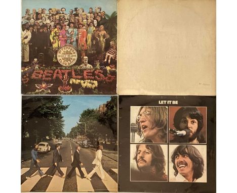 Cool Run of 4 x early/original UK pressing of the later studio LPs from The Beatles. Titles are White Album (PMC 7067/7068, m