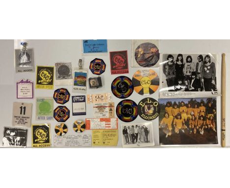 An excellent collection of ELO tour memorabilia to include: five ticket stubs, twelve back stage passes, five stickers, three