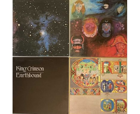 Superb collectors' pack of 4 x original title LPs from King Crimson including one signed by Robert Fripp! Titles are In The W