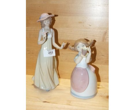 TWO NAO&nbsp;FIGURES OF GIRLS WITH FLOWERS, MODEL NUMBERS 1158 AND 1537