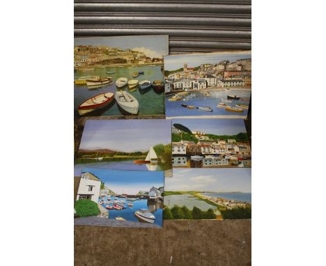 A COLLECTION OF UNFRAMED OIL ON BOARD PAINTINGS OF HARBOUR SCENES, SOME SIGNED N K DAY