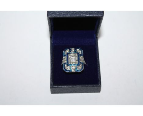 AN ART DECO STYLE DRESS RING, SIZE O