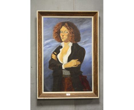 A FRAMED OIL ON CANVAS LAID ON BOARD PORTRAIT STUDY OF A WOMAN SIGNED N K DAY, SIZE 75 CM X 50 CM