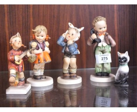 A COLLECTION GOEBEL FIGURES TO INCLUDE A SEATED CAT FIGURE (5)