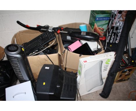 A MIXTURE OF ELECTRICALS, HOUSEHOLD GOODS, HAND TOOLS ETC
