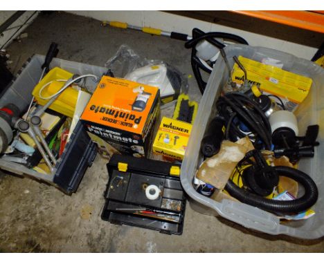 A SELECTION OF TOOLS AND PARTS TO INCLUDE PAINTING ITEMS ETC