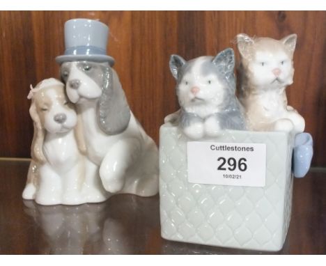 TWO NAO&nbsp;FIGURES OF DOGS AND CATS, MODEL NUMBERS 1080 AND 1480