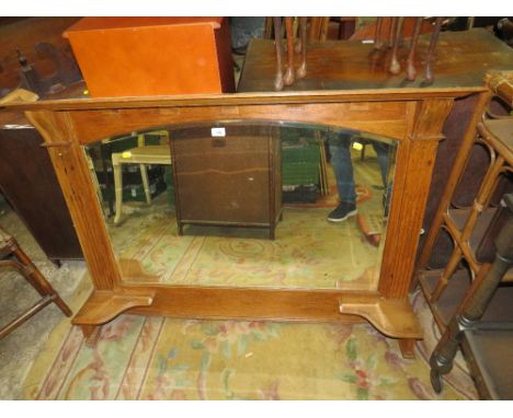 A VINTAGE OAK OVERMANTLE MIRROR H-90 W-126 CM