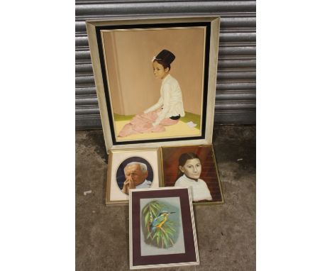 FOUR ASSORTED OIL PAINTINGS TO INCLUDE PORTRAIT STUDIES, ALL SIGNED N K DAY