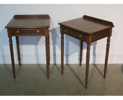 A pair of walnut lamp tables with a drawer made by a local craftsman - Width 52cm x Height 74cm 