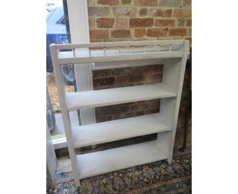 An East European vintage floor-standing pot-rack in grey paint - Height 113cm x Width 89cm 