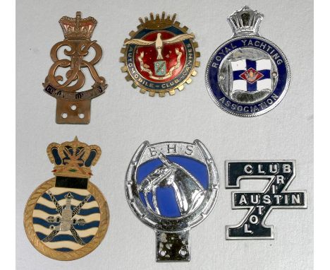Six badge bar badges including Royal Yachting Association, BHS Automobile-Club-Cannes and others (6).