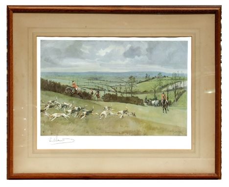 Lionel Edwards (British 1878-1966) - Fox Hunting Scene - signed in pencil to the margin, print, with Chas. West Gallery label